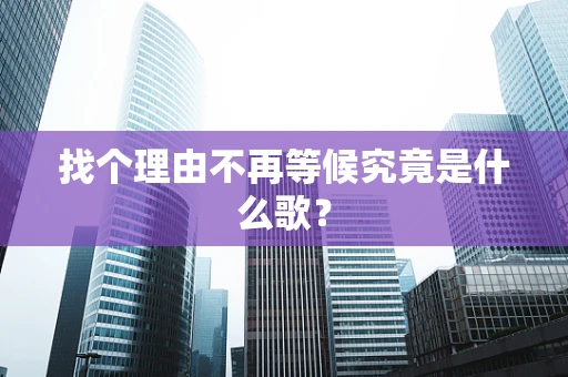 找个理由不再等候究竟是什么歌？