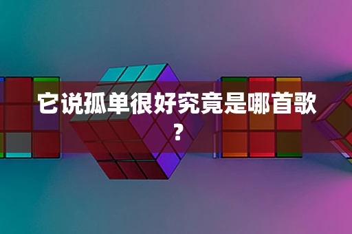 它说孤单很好究竟是哪首歌？
