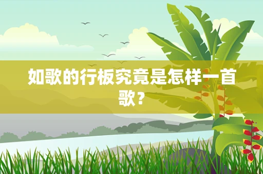 如歌的行板究竟是怎样一首歌？