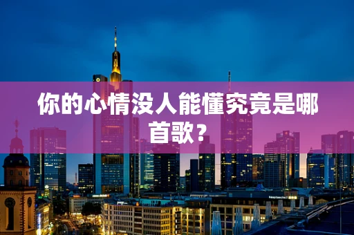 你的心情没人能懂究竟是哪首歌？