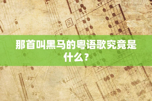 那首叫黑马的粤语歌究竟是什么？