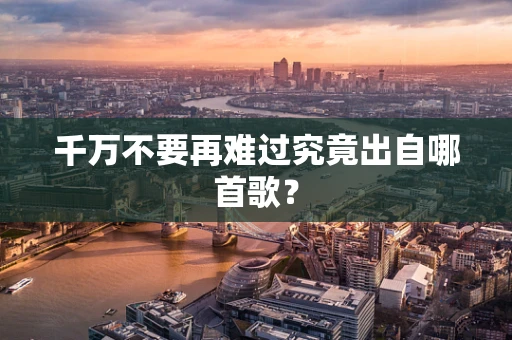 千万不要再难过究竟出自哪首歌？