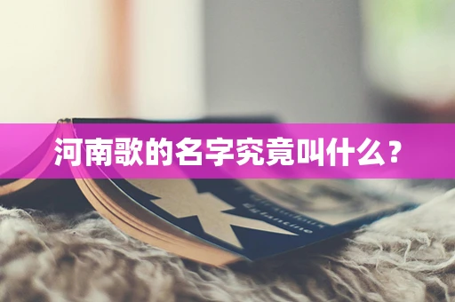河南歌的名字究竟叫什么？