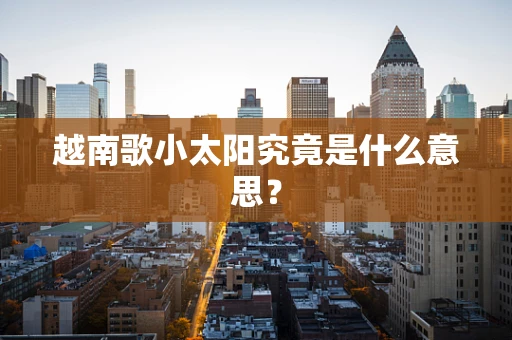 越南歌小太阳究竟是什么意思？