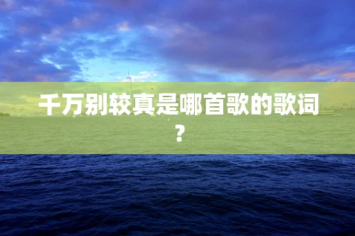千万别较真是哪首歌的歌词？